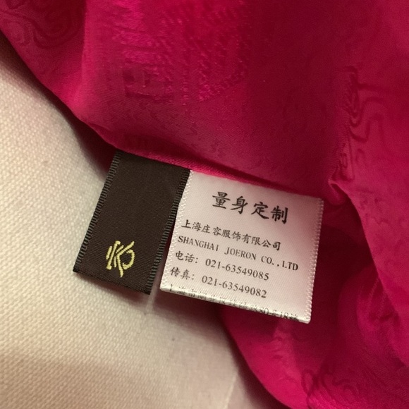 Oriental Mulberry Silk Pink Peacock Embroidered Jacket w Pearl Buttons size S - Picture 14 of 16